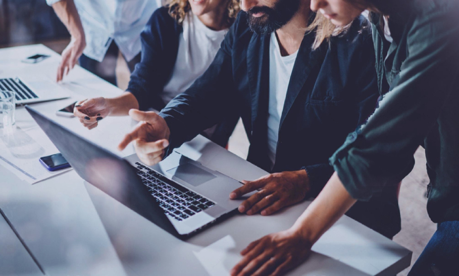 Group of employees having a meeting