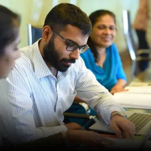 Employees discussing in a meeting